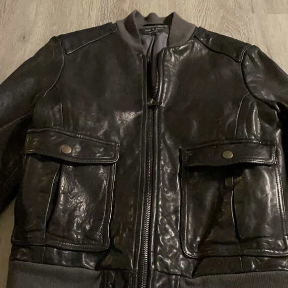 Vintage Rag & Bone 100% Leather Bomber Jacket - Picture 2 of 10